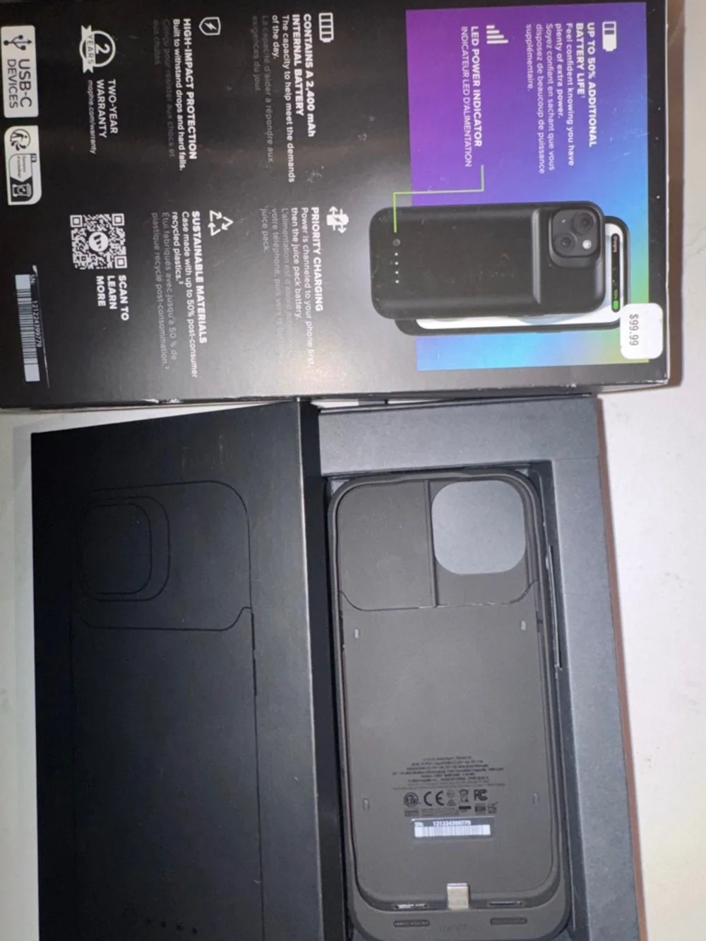 mophie Juice Pack battery case for iPhone 15 - Black